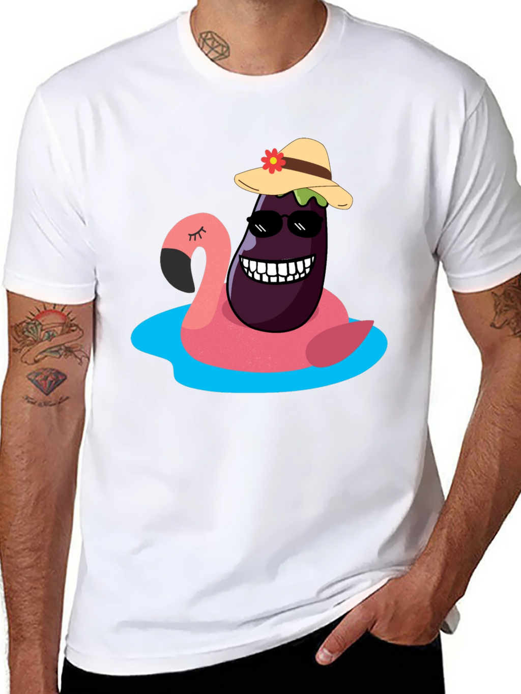 Eggplant Flamingo Pool Party T-Shirt