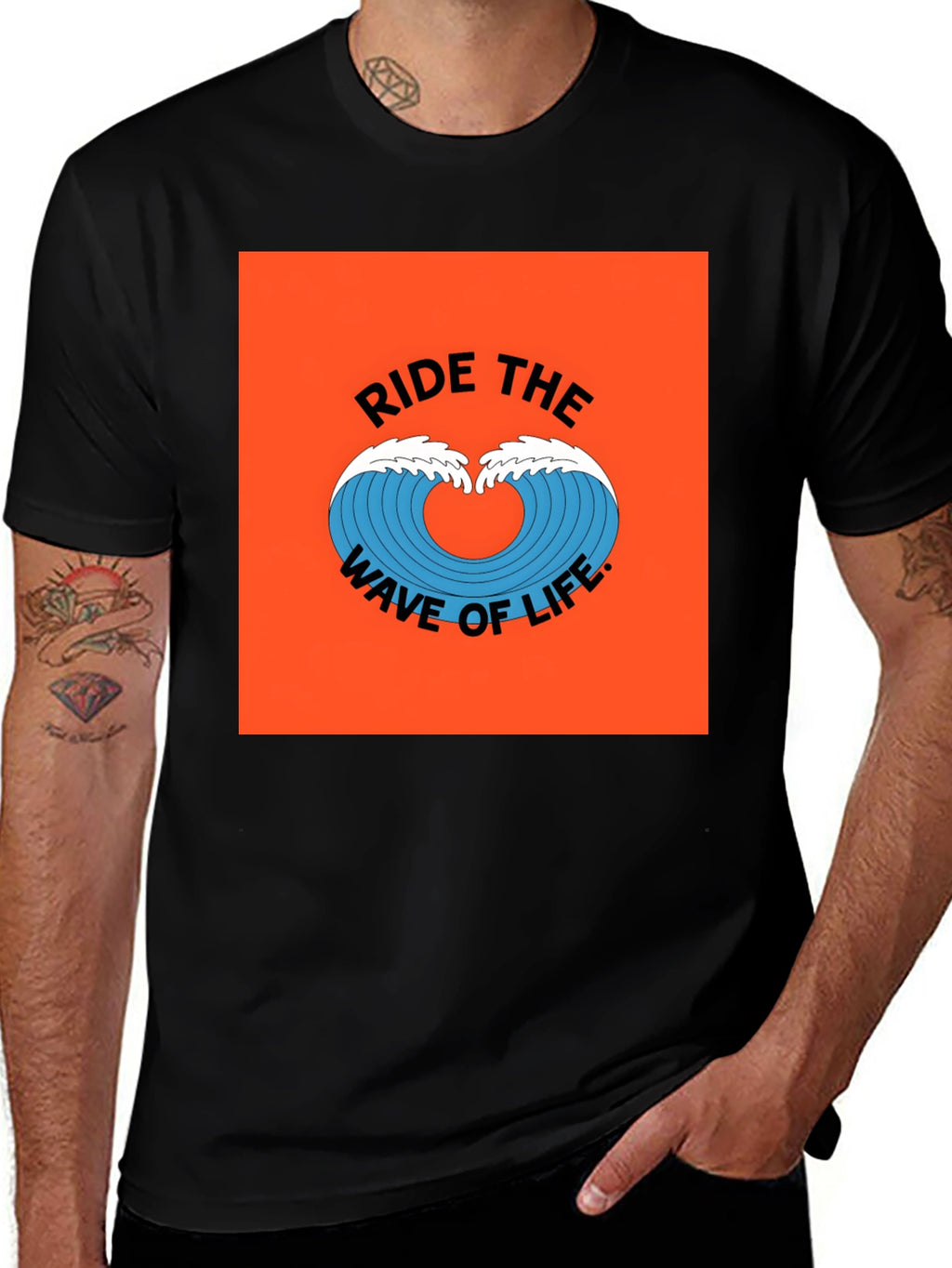 Ride the Wave Graphic Tee - Black Cotton T-Shirt