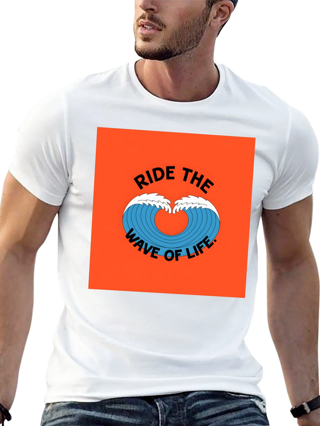 Ride the Wave Graphic Tee - Black Cotton T-Shirt