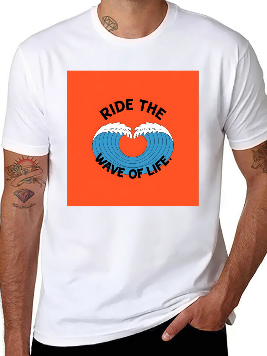 Ride the Wave Graphic Tee - Black Cotton T-Shirt