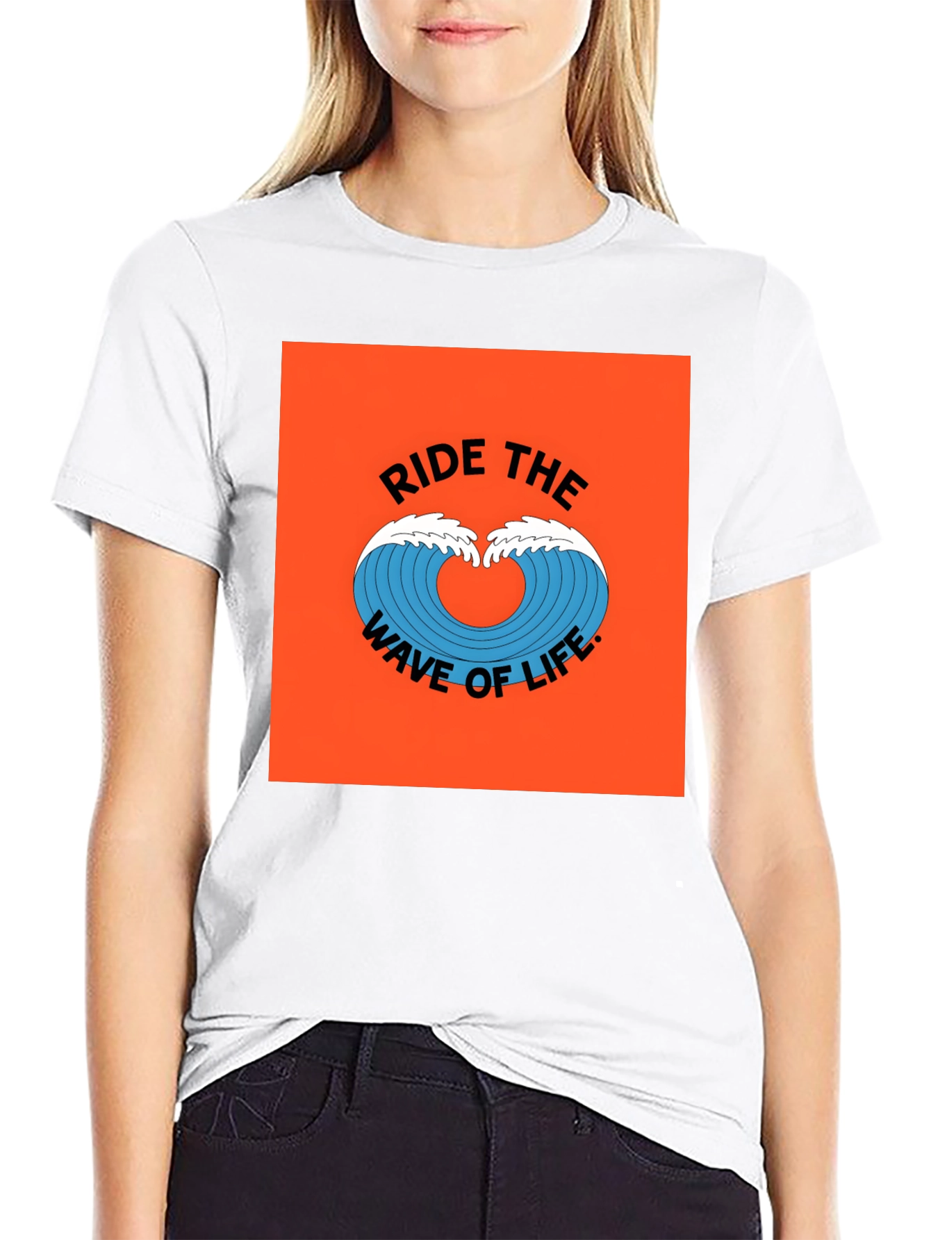 Ride the Wave Graphic Tee - Black Cotton T-Shirt