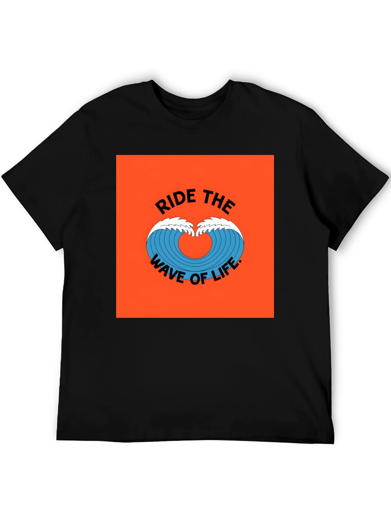 Ride the Wave Graphic Tee - Black Cotton T-Shirt