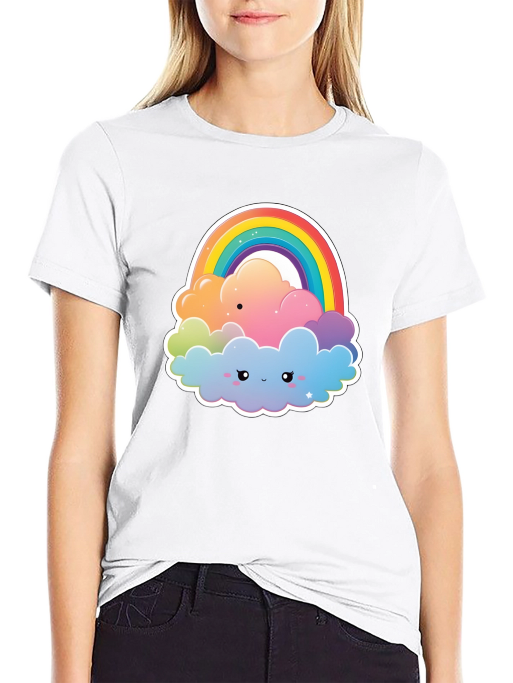 Rainbow Cloud Graphic Tee - Comfort & Style