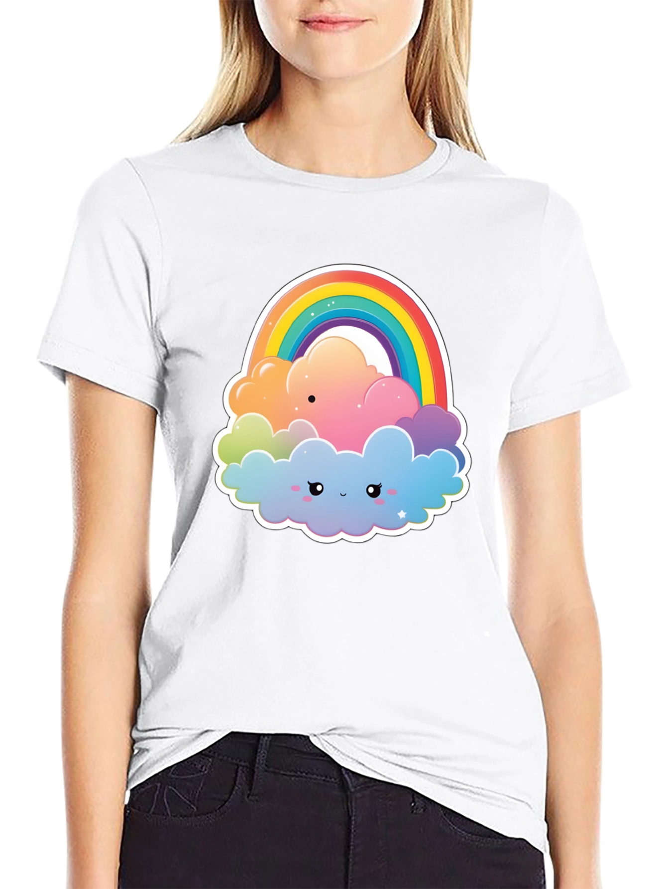 Rainbow Cloud Graphic Tee - Comfort & Style
