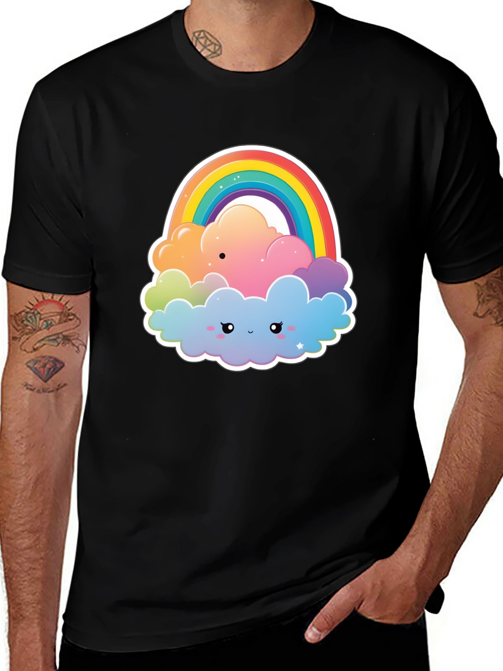 Rainbow Cloud Graphic Tee - Comfort & Style