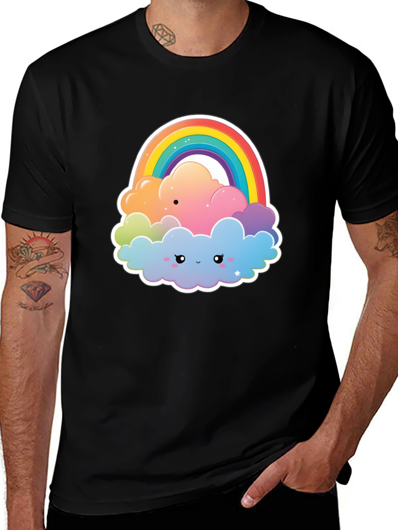 Rainbow Cloud Graphic Tee - Comfort & Style