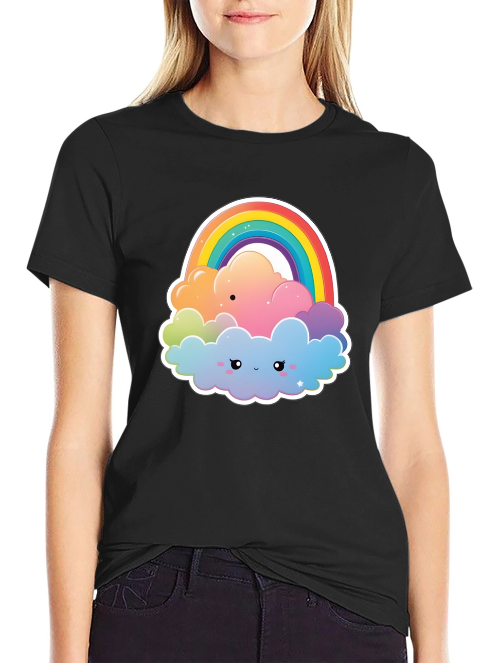 Rainbow Cloud Graphic Tee - Comfort & Style