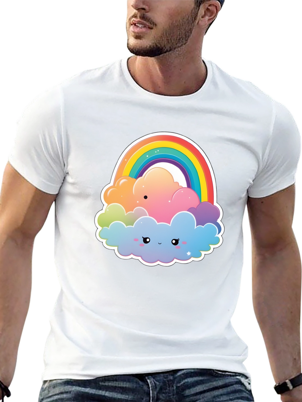 Rainbow Cloud Graphic Tee - Comfort & Style