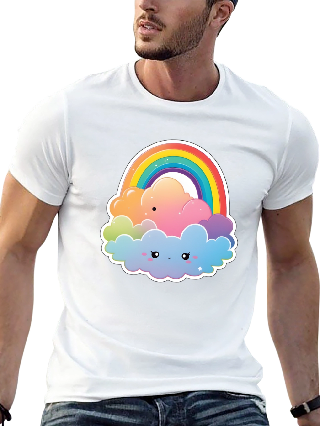 Rainbow Cloud Graphic Tee - Comfort & Style