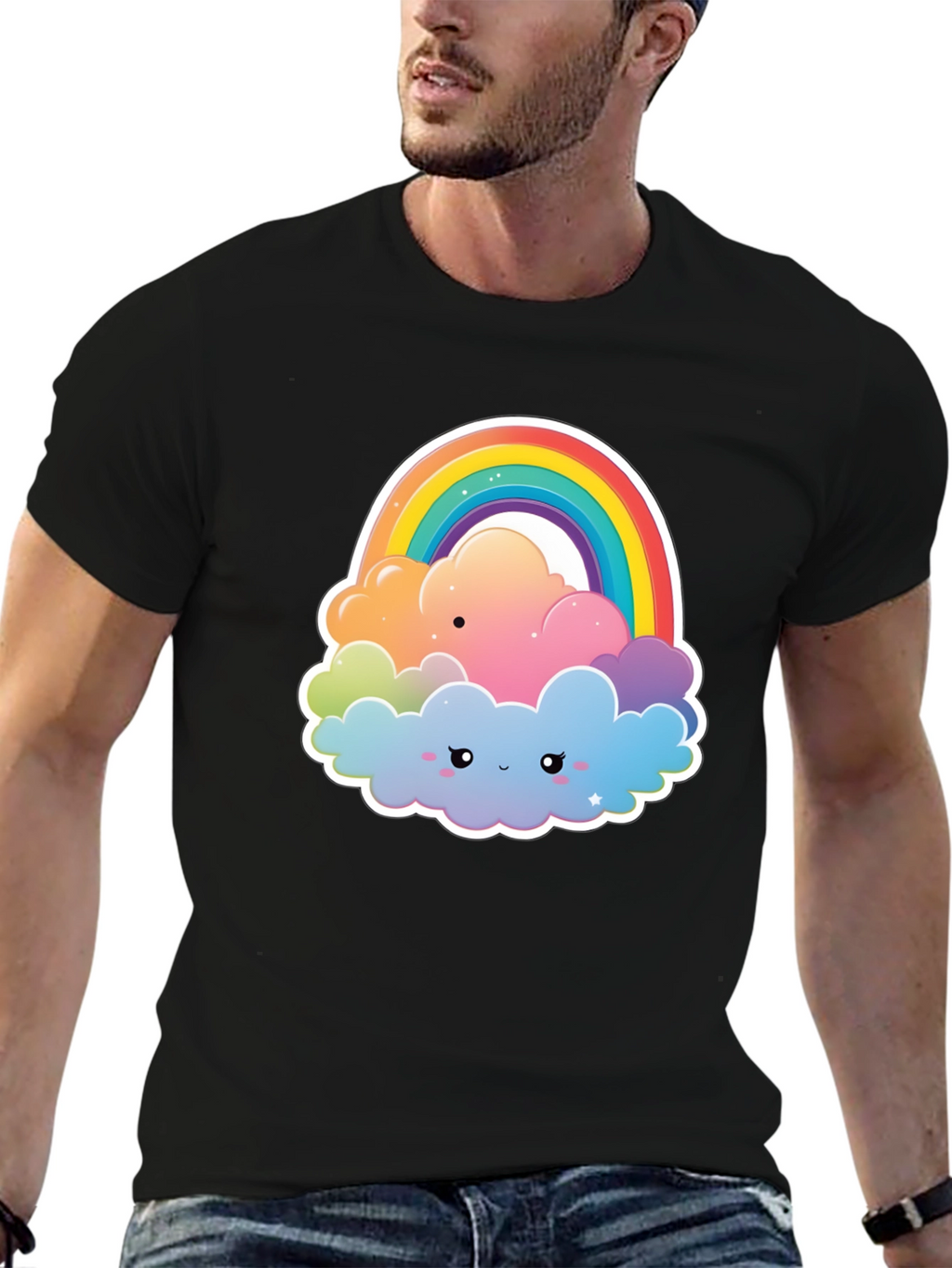 Rainbow Cloud Graphic Tee - Comfort & Style