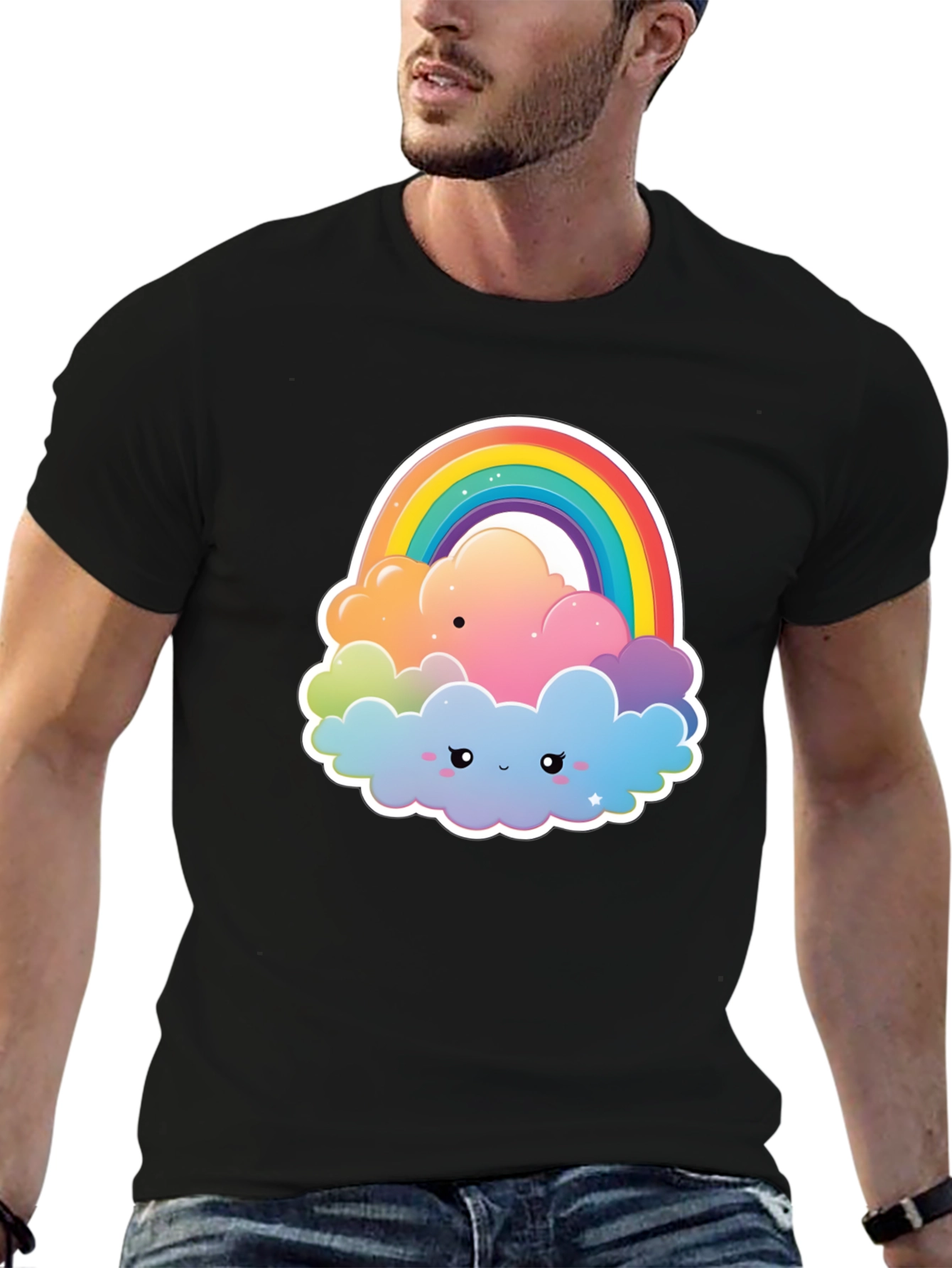 Rainbow Cloud Graphic Tee - Comfort & Style