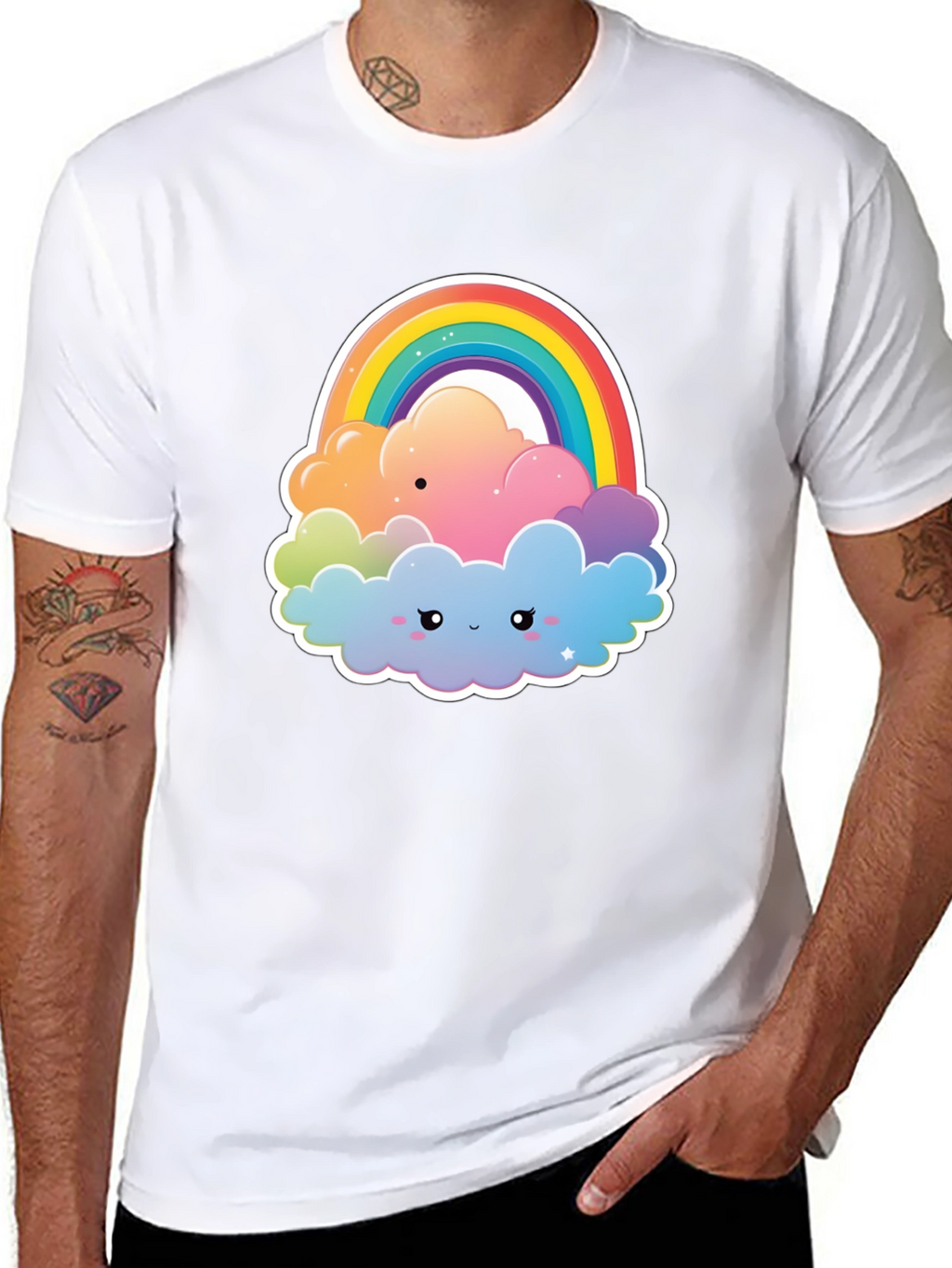Rainbow Cloud Graphic Tee - Comfort & Style