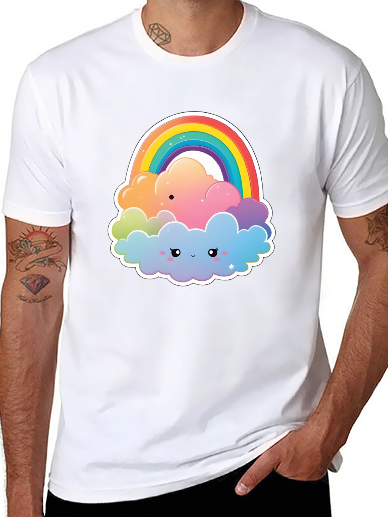 Rainbow Cloud Graphic Tee - Comfort & Style