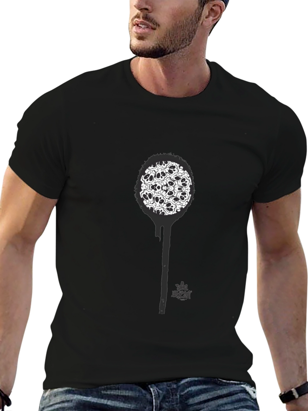 Skull Drip Graphic Black T-Shirt