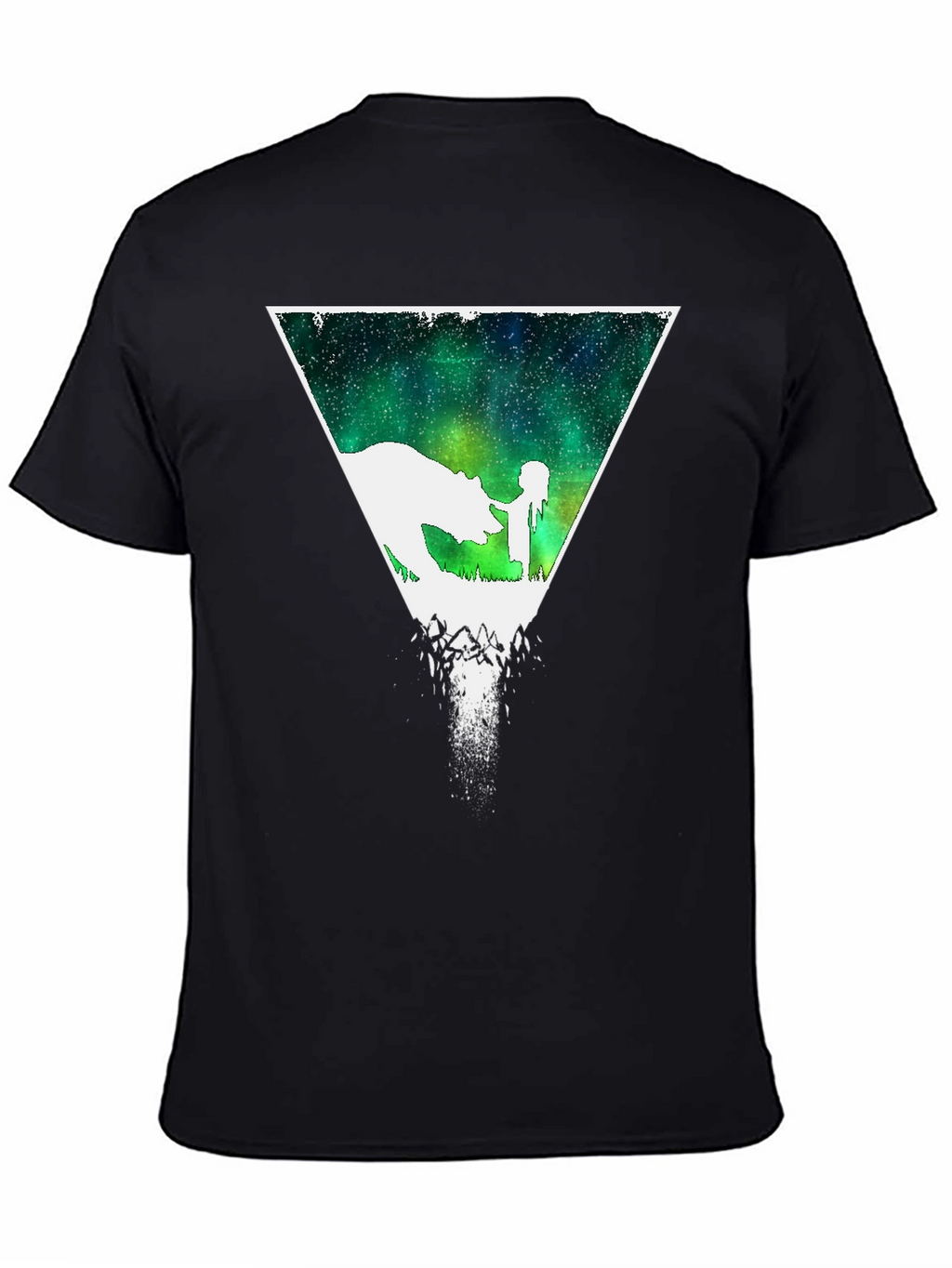 Bear and Girl Graphic Tee - Black