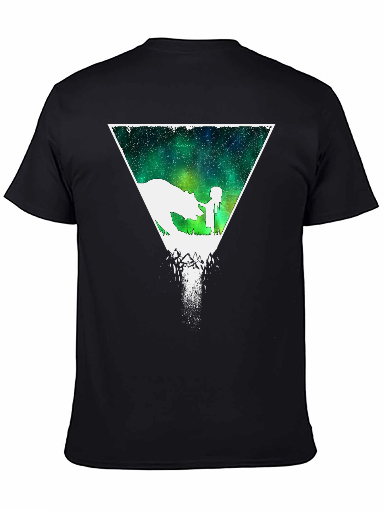 Bear and Girl Graphic Tee - Black