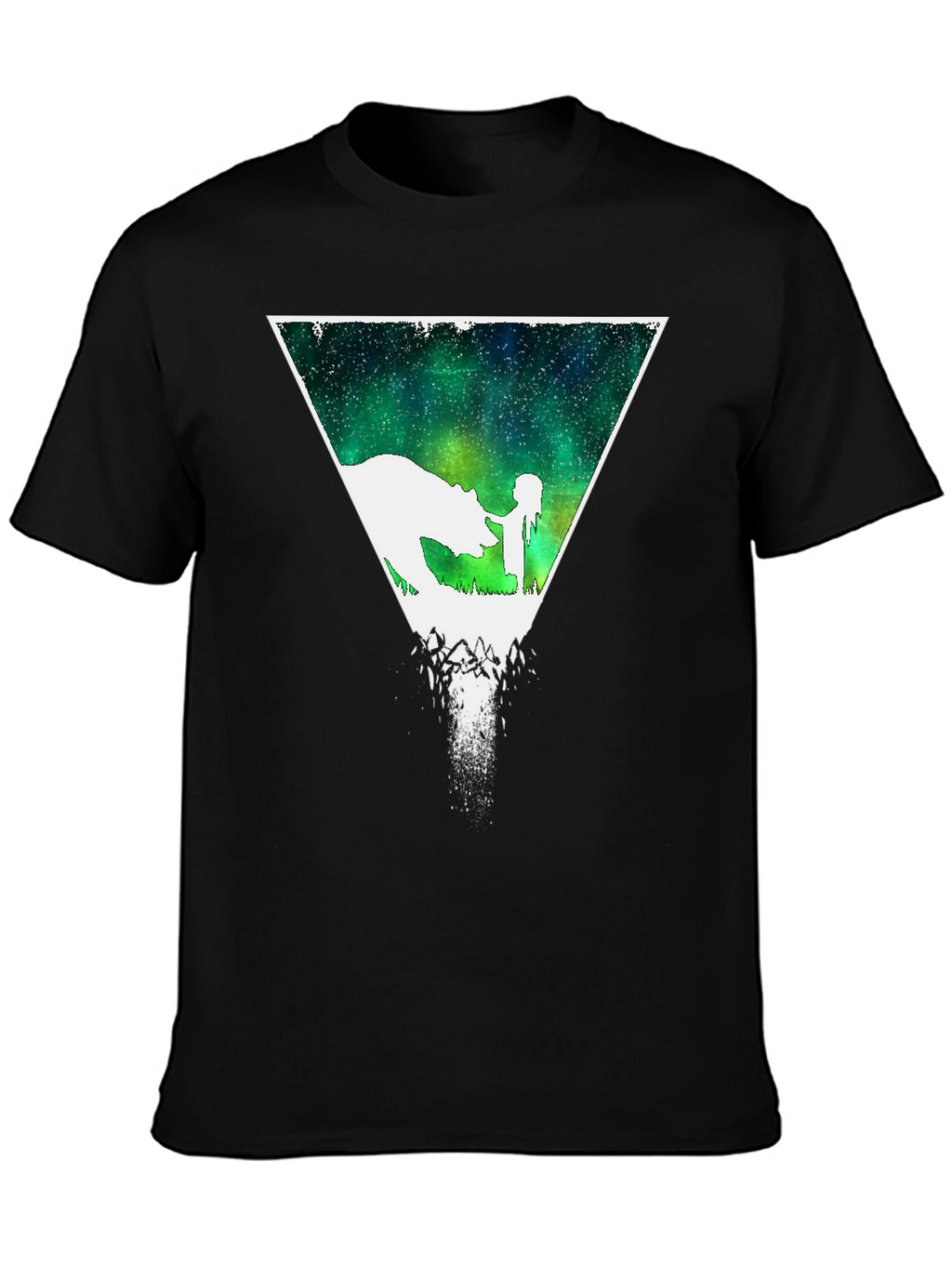 Bear and Girl Graphic Tee - Black