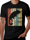 Retro Chameleon Graphic Tee - Stylish Mens Black T-Shirt