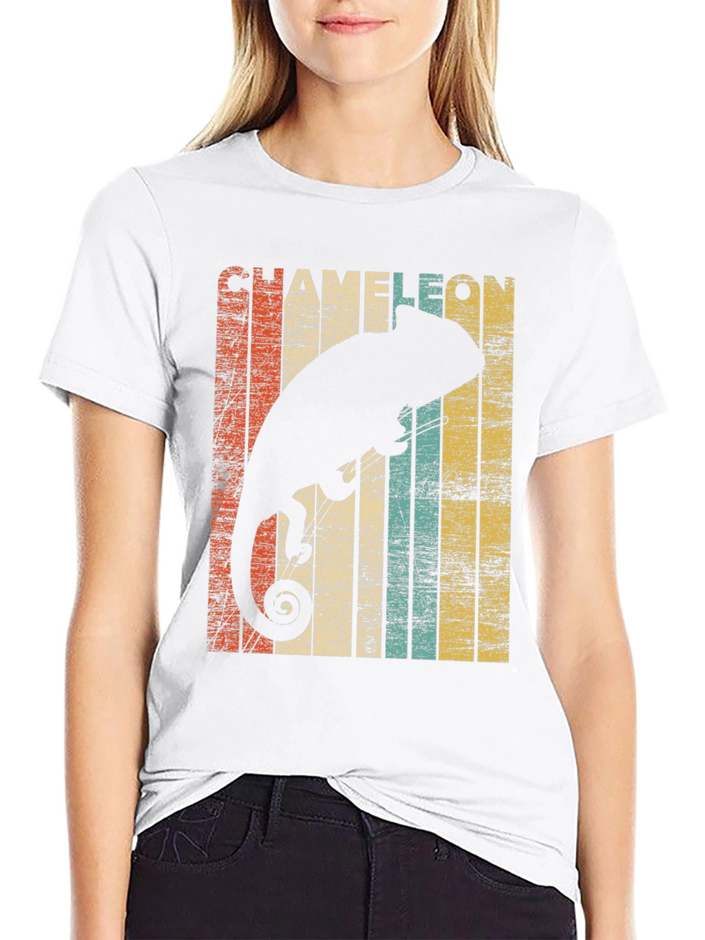 Retro Chameleon Graphic Tee - Stylish Mens Black T-Shirt