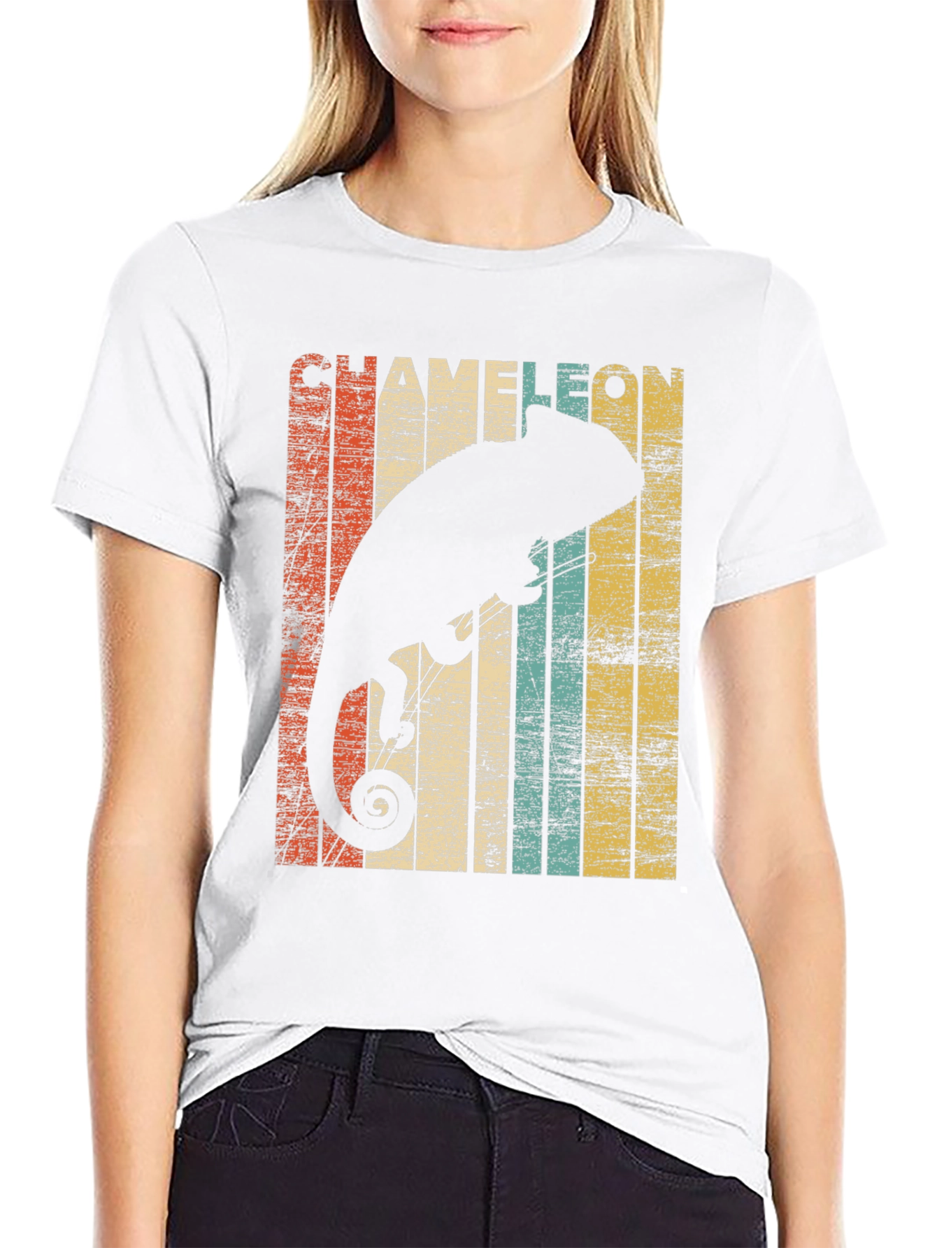 Retro Chameleon Graphic Tee - Stylish Mens Black T-Shirt