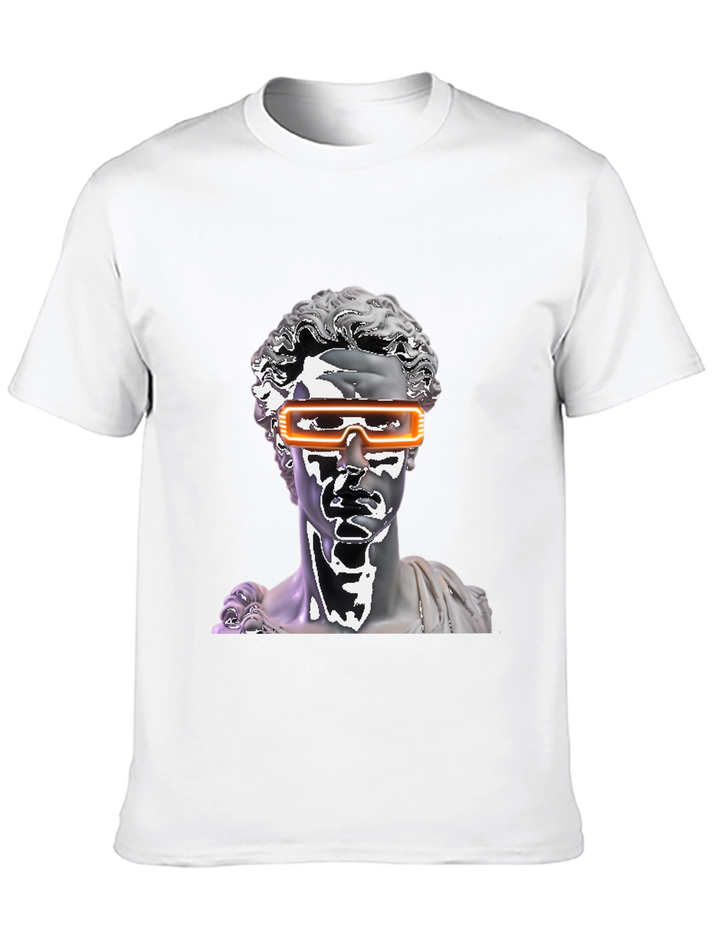 Statue Head with Futuristic Glasses Black T-Shirt