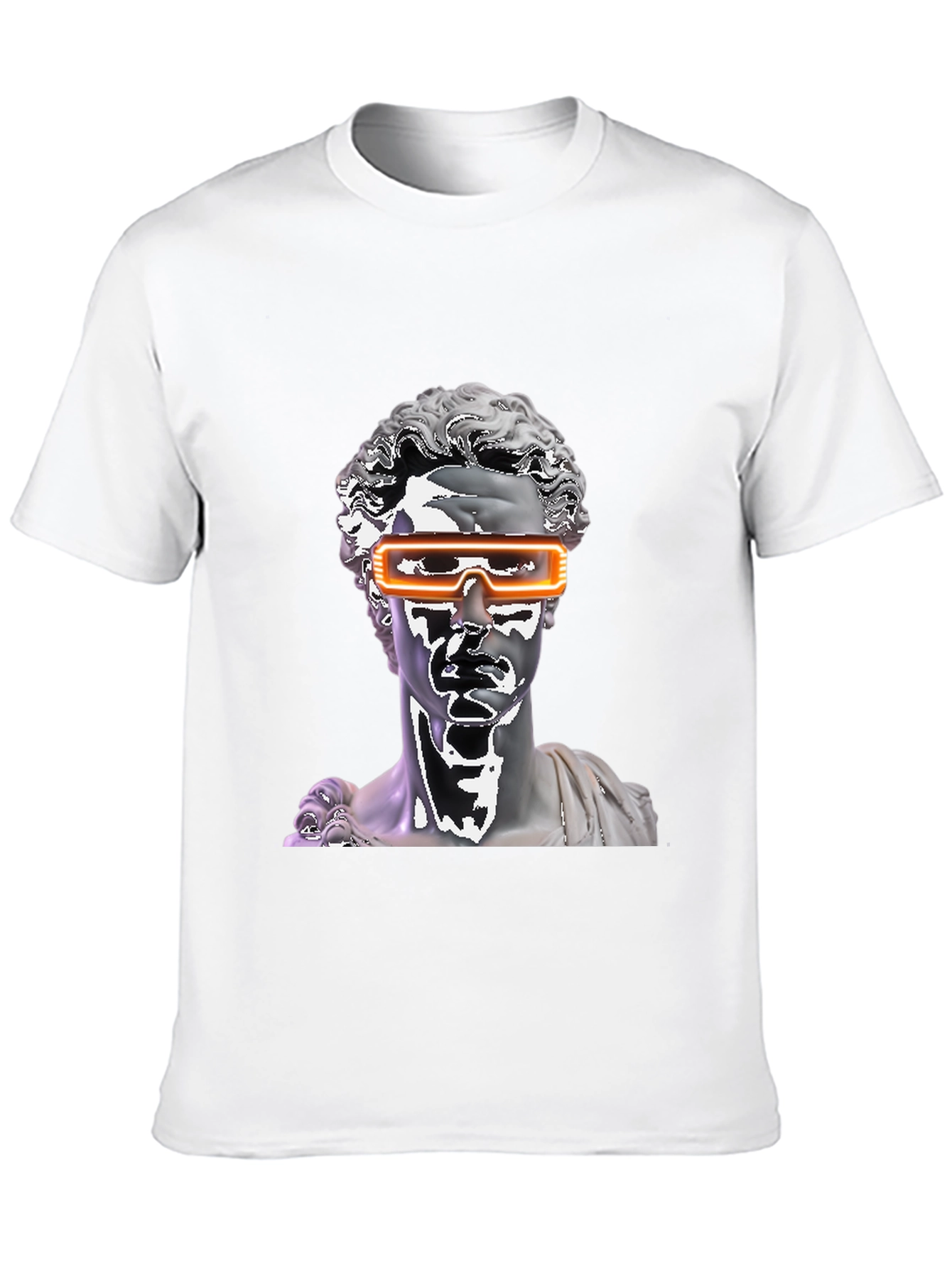 Statue Head with Futuristic Glasses Black T-Shirt