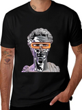 Statue Head with Futuristic Glasses Black T-Shirt