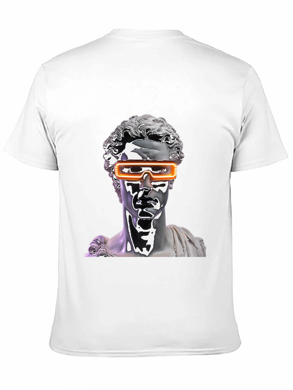 Statue Head with Futuristic Glasses Black T-Shirt