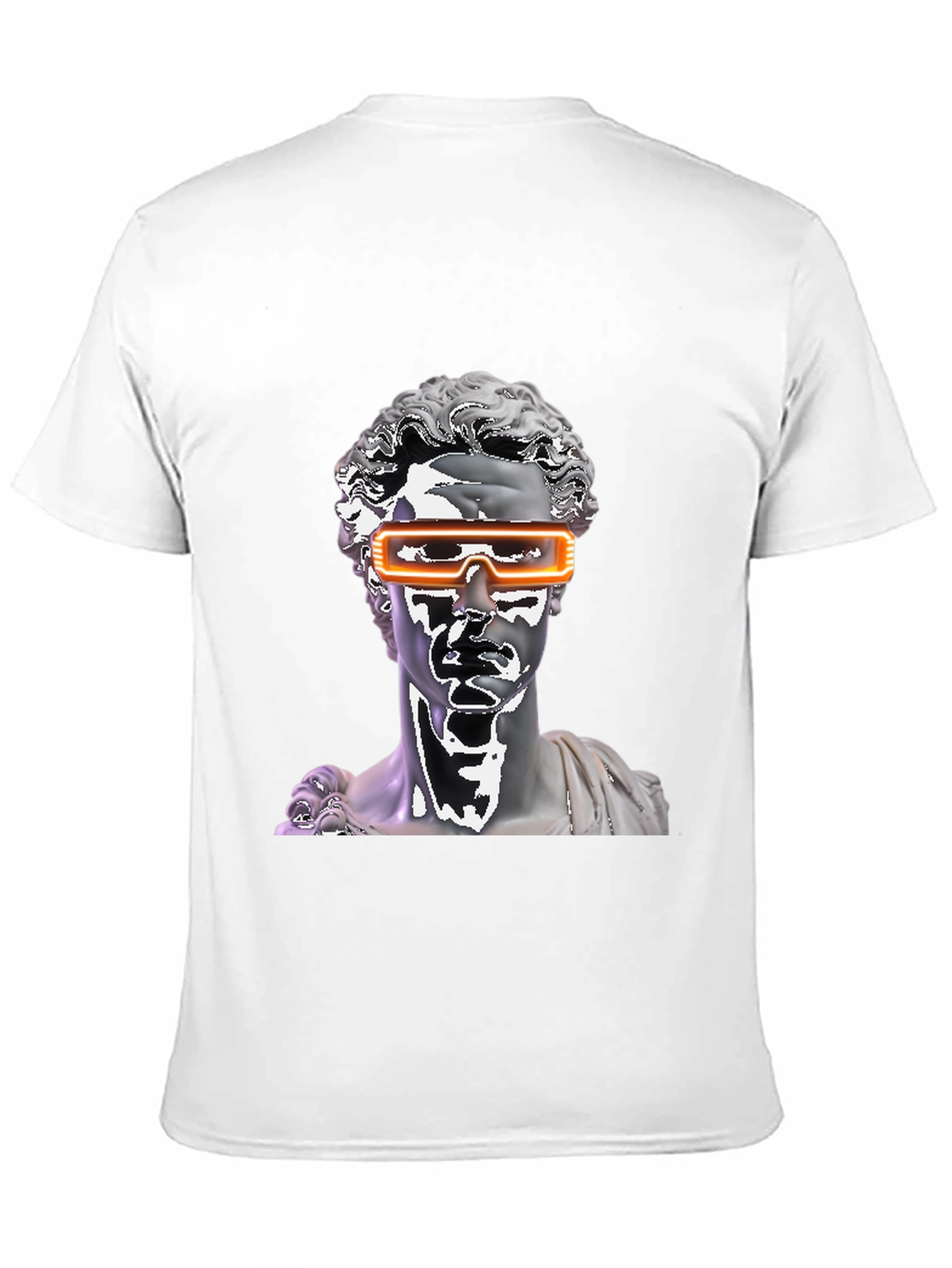 Statue Head with Futuristic Glasses Black T-Shirt