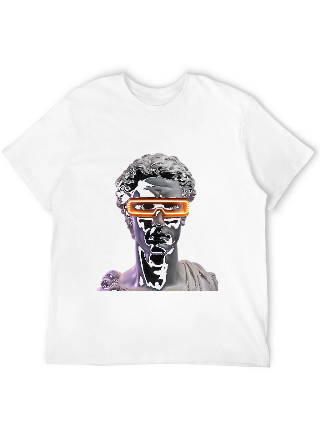 Statue Head with Futuristic Glasses Black T-Shirt