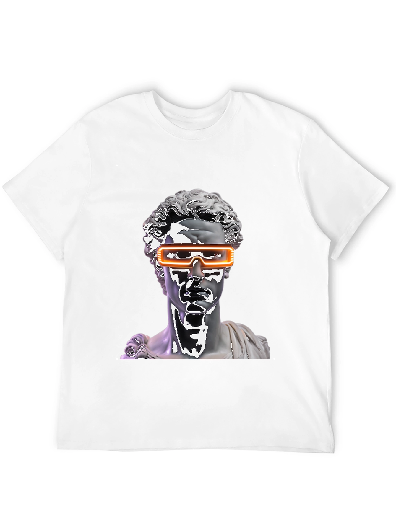 Statue Head with Futuristic Glasses Black T-Shirt