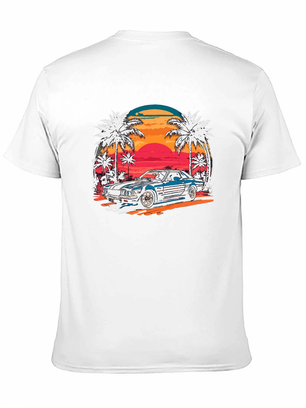 Retro Sunset Car Graphic T-Shirt