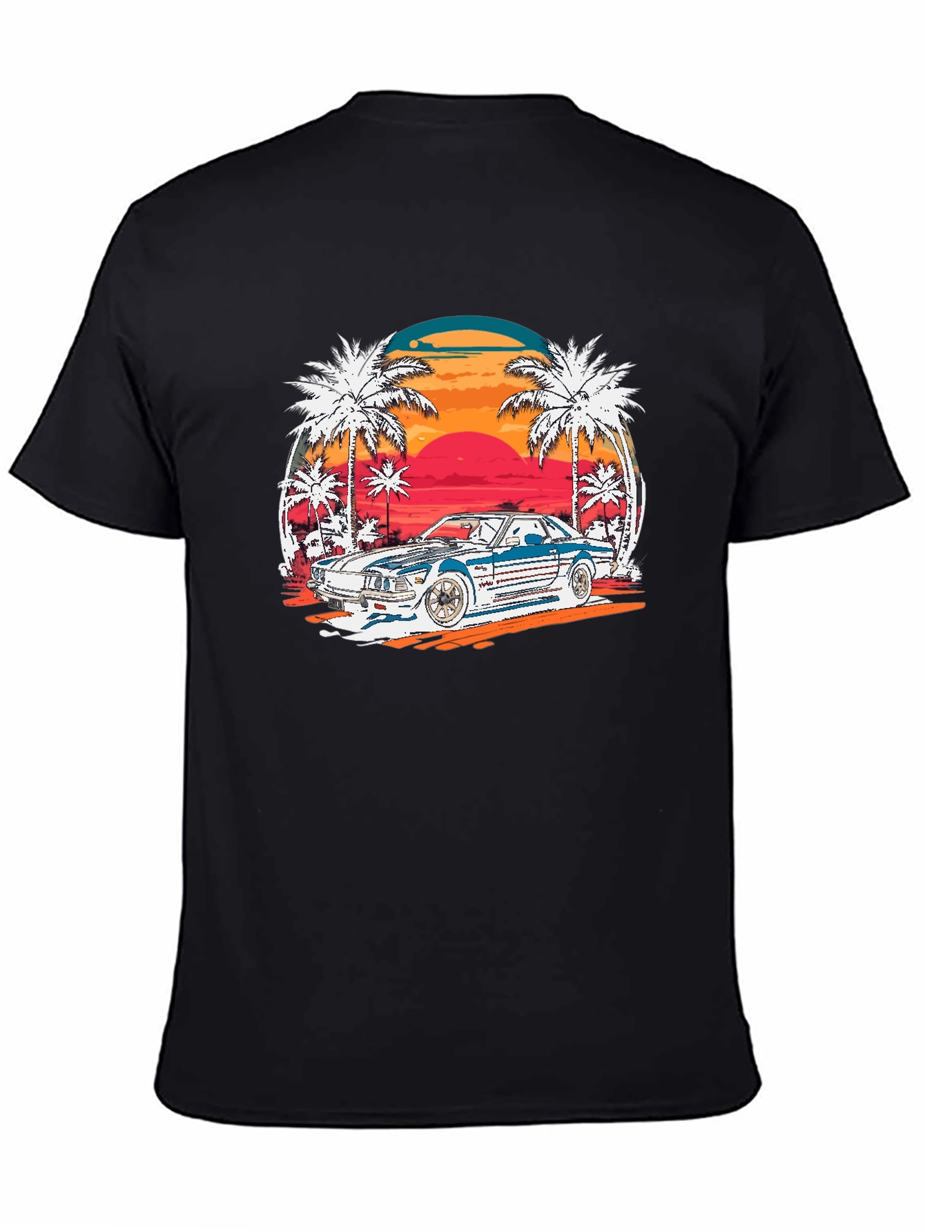 Retro Sunset Car Graphic T-Shirt