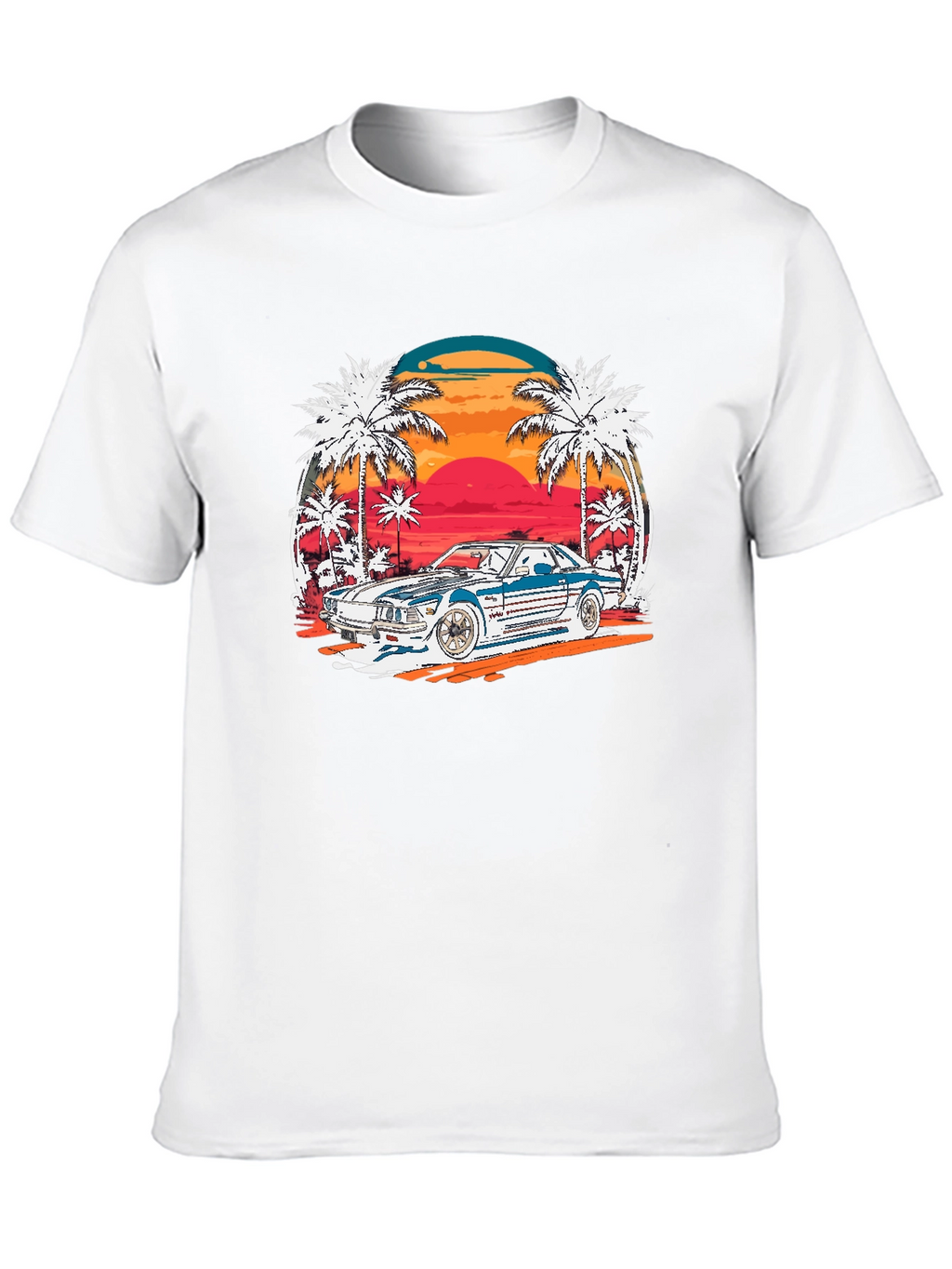 Retro Sunset Car Graphic T-Shirt