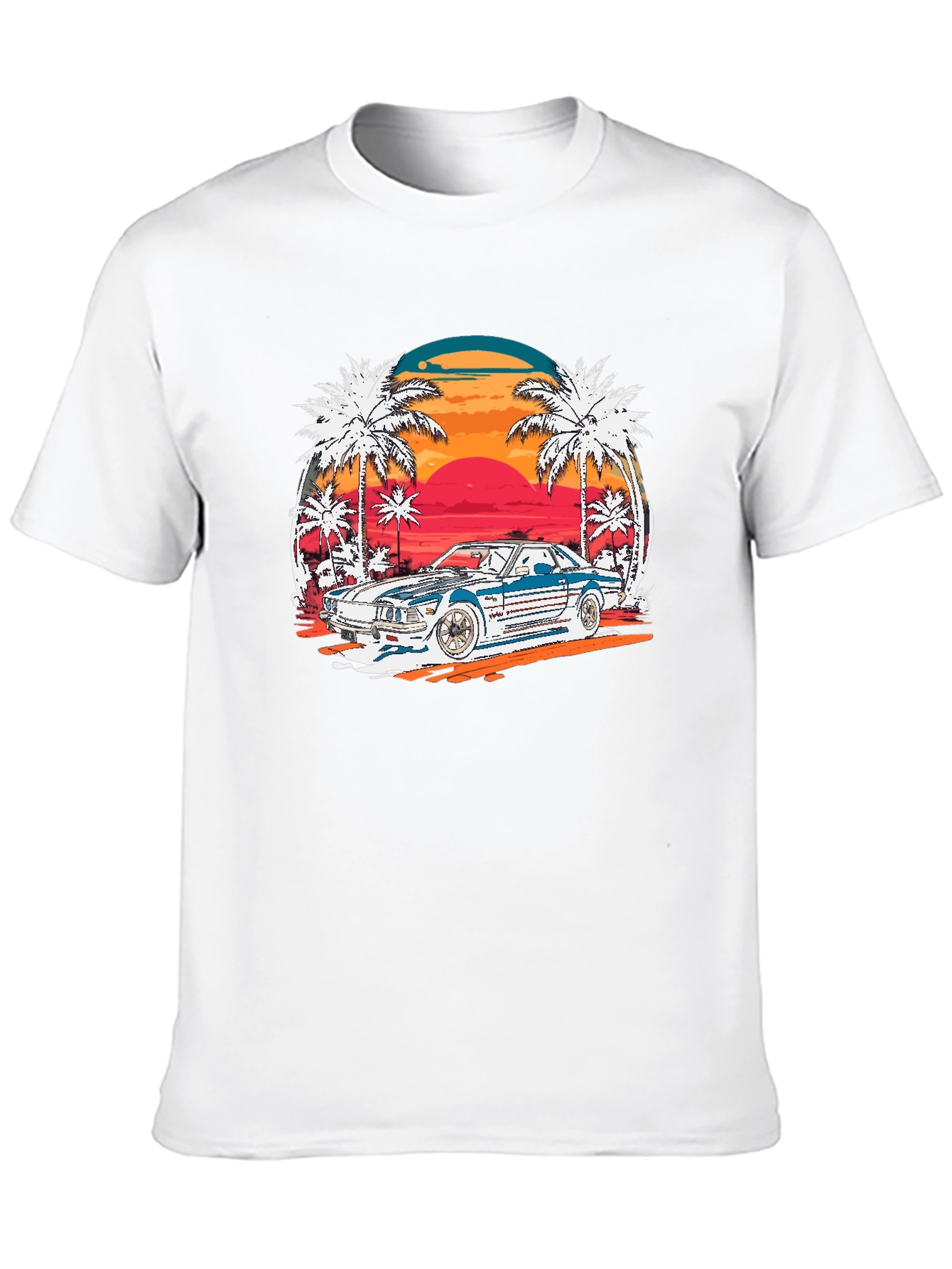 Retro Sunset Car Graphic T-Shirt