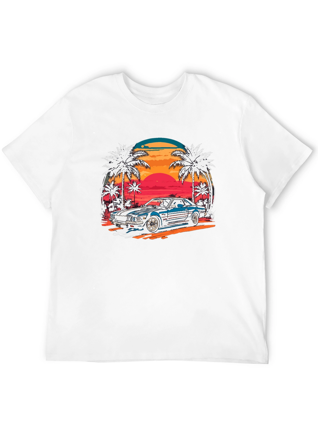 Retro Sunset Car Graphic T-Shirt