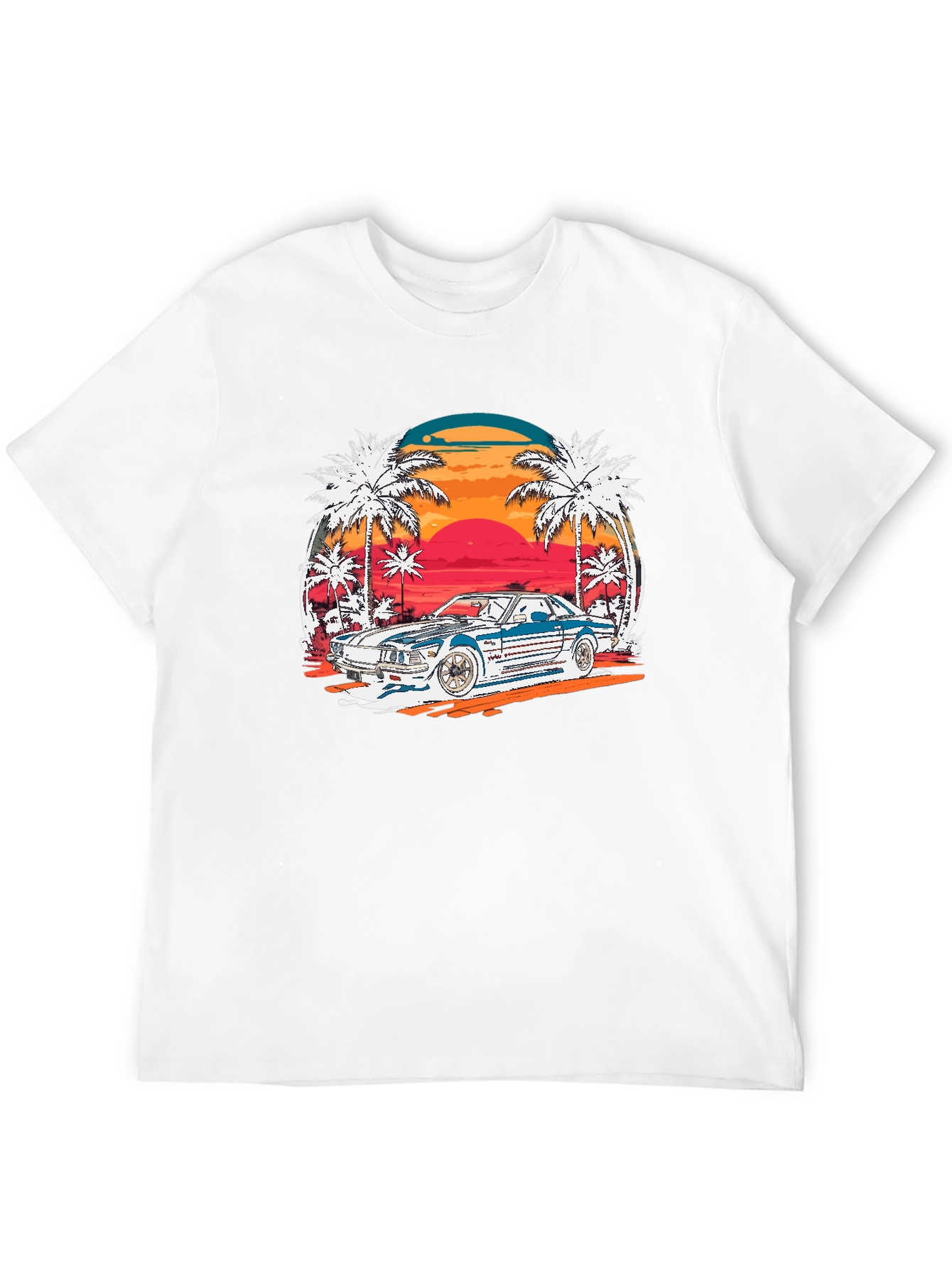 Retro Sunset Car Graphic T-Shirt