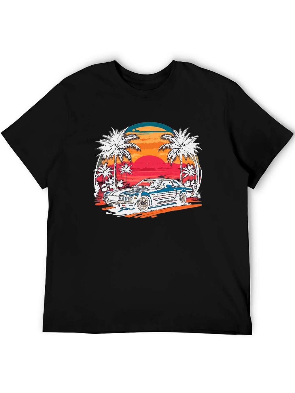 Retro Sunset Car Graphic T-Shirt
