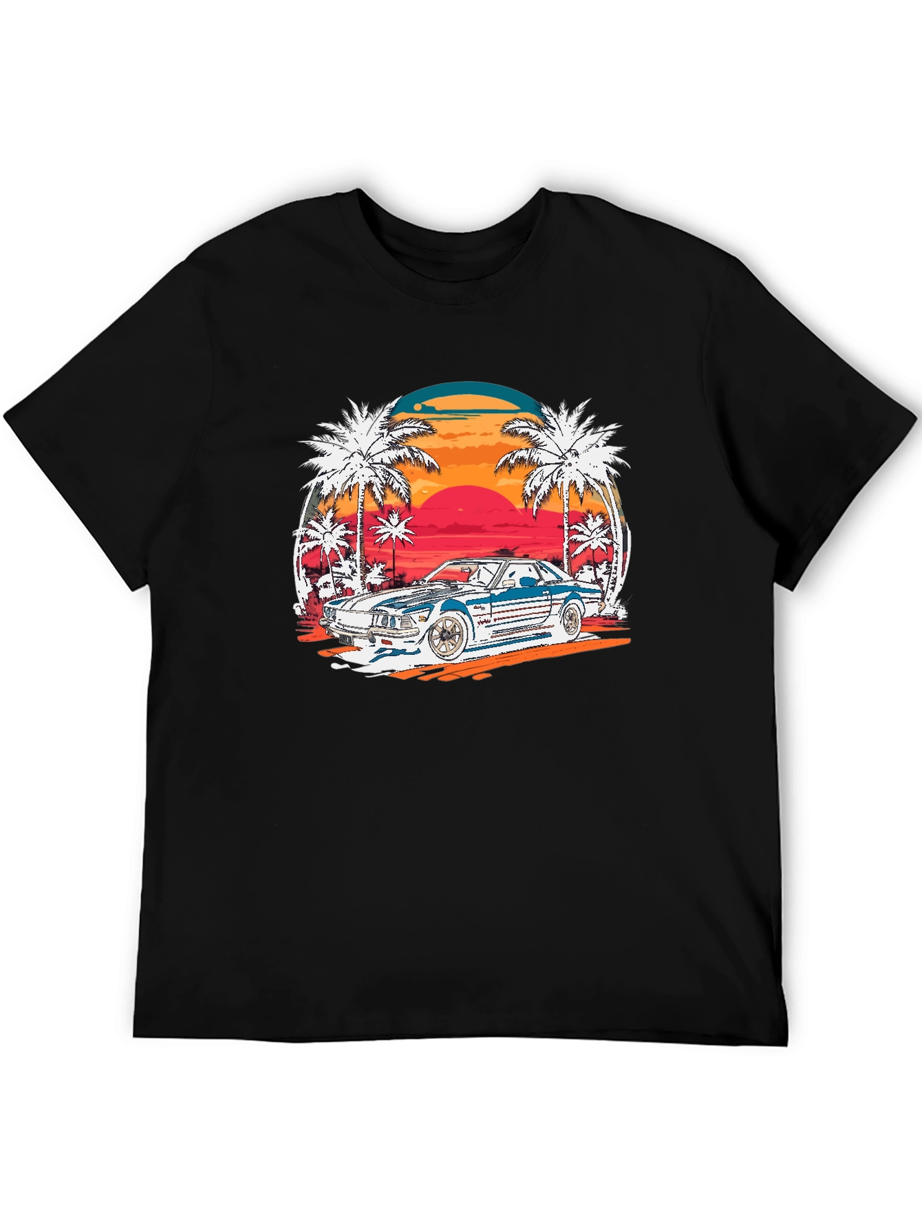 Retro Sunset Car Graphic T-Shirt