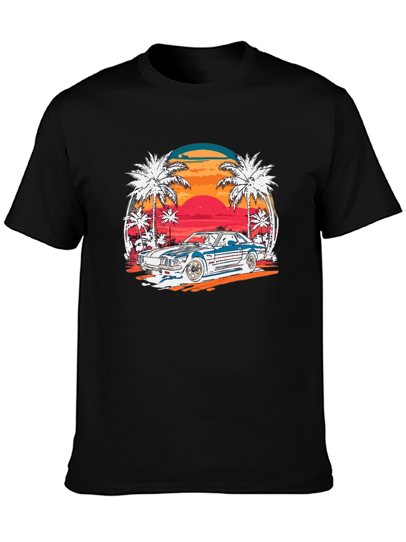 Retro Sunset Car Graphic T-Shirt
