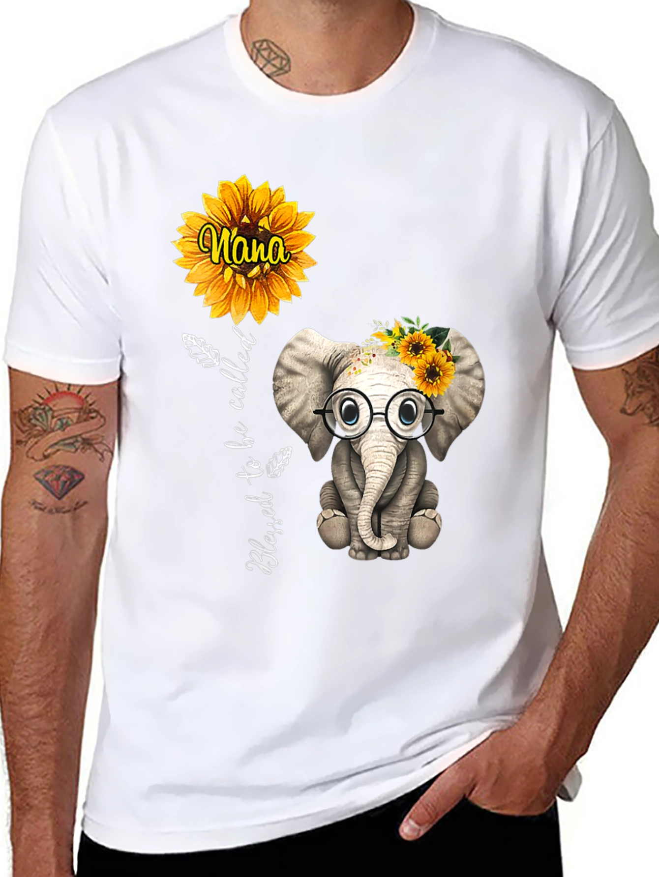 Blessed Nana Elephant Sunflower T-Shirt