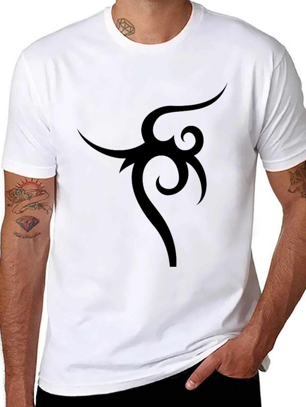 Mens Black Tribal Graphic Tee - Casual Style