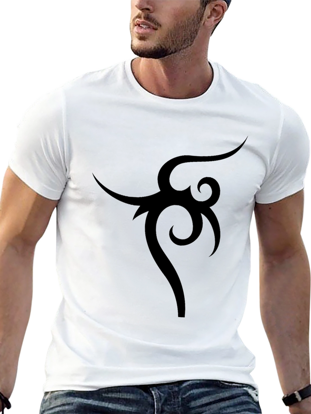 Mens Black Tribal Graphic Tee - Casual Style