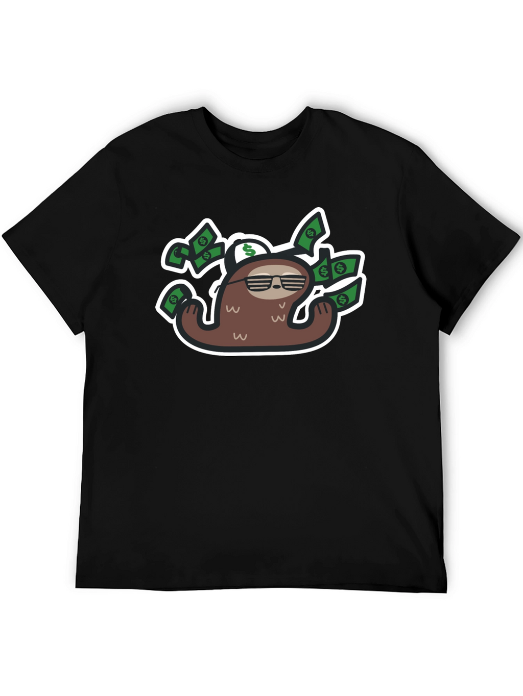 Sloth Money T-Shirt - Black Graphic Tee