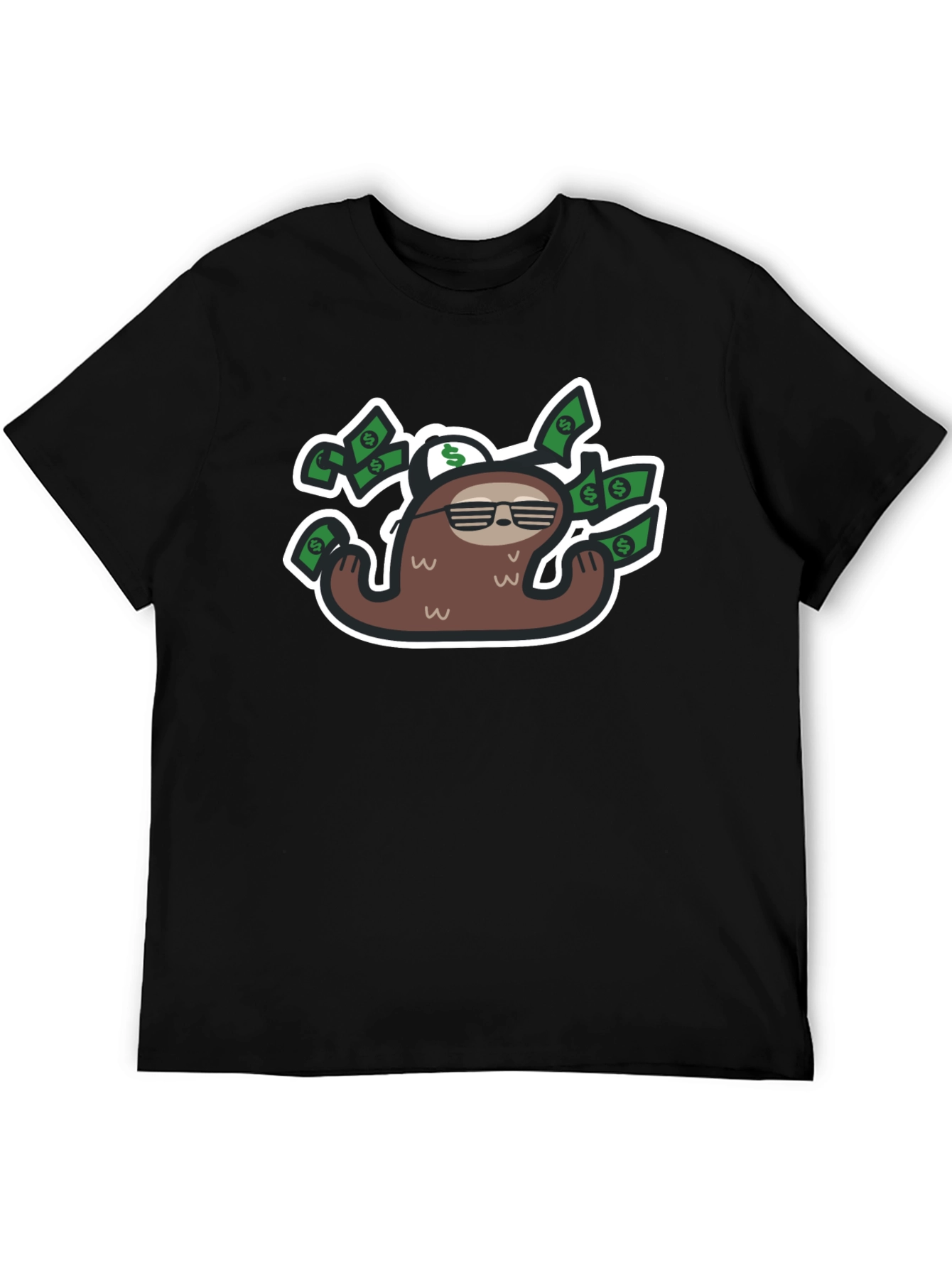 Sloth Money T-Shirt - Black Graphic Tee