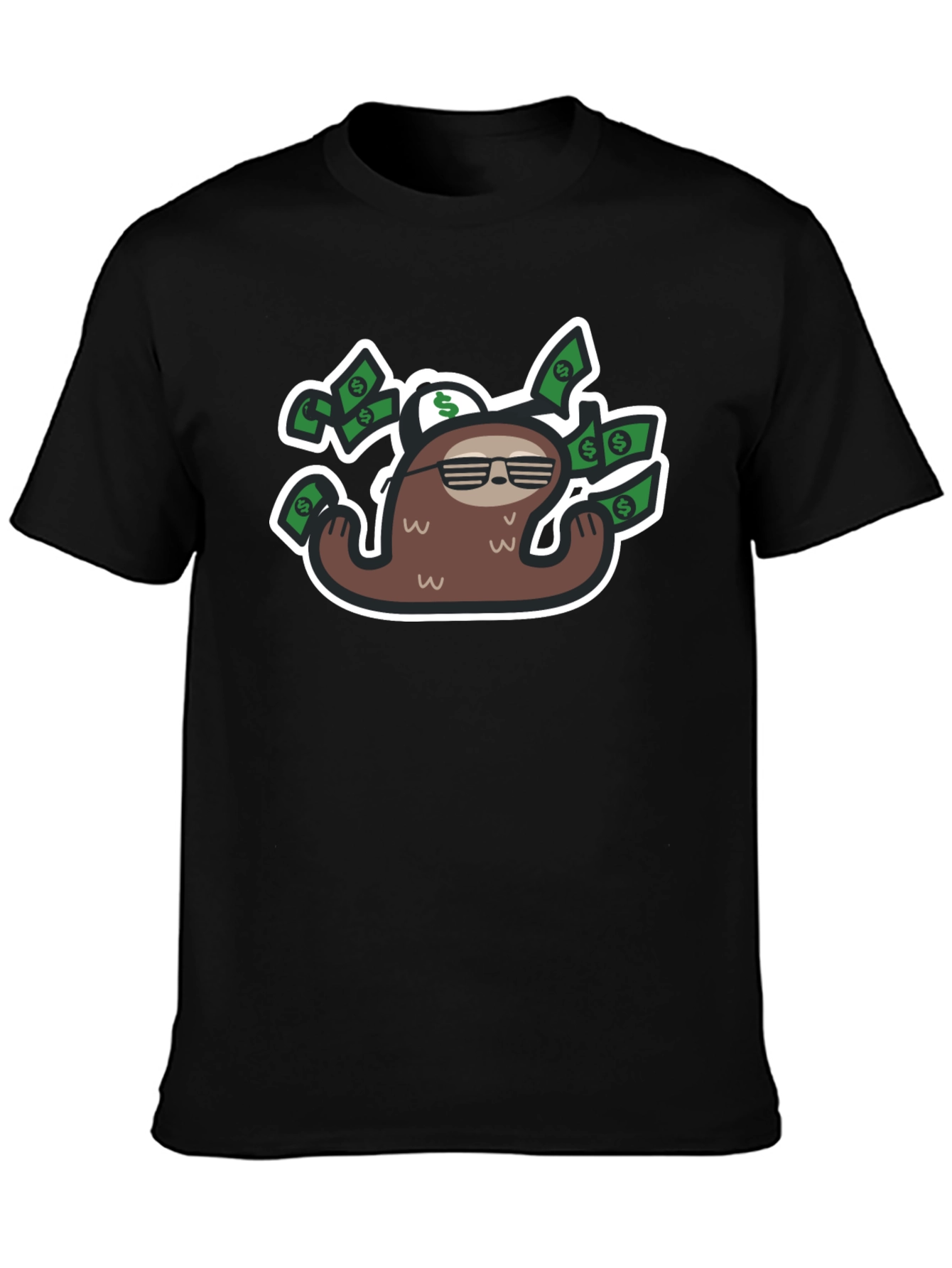 Sloth Money T-Shirt - Black Graphic Tee