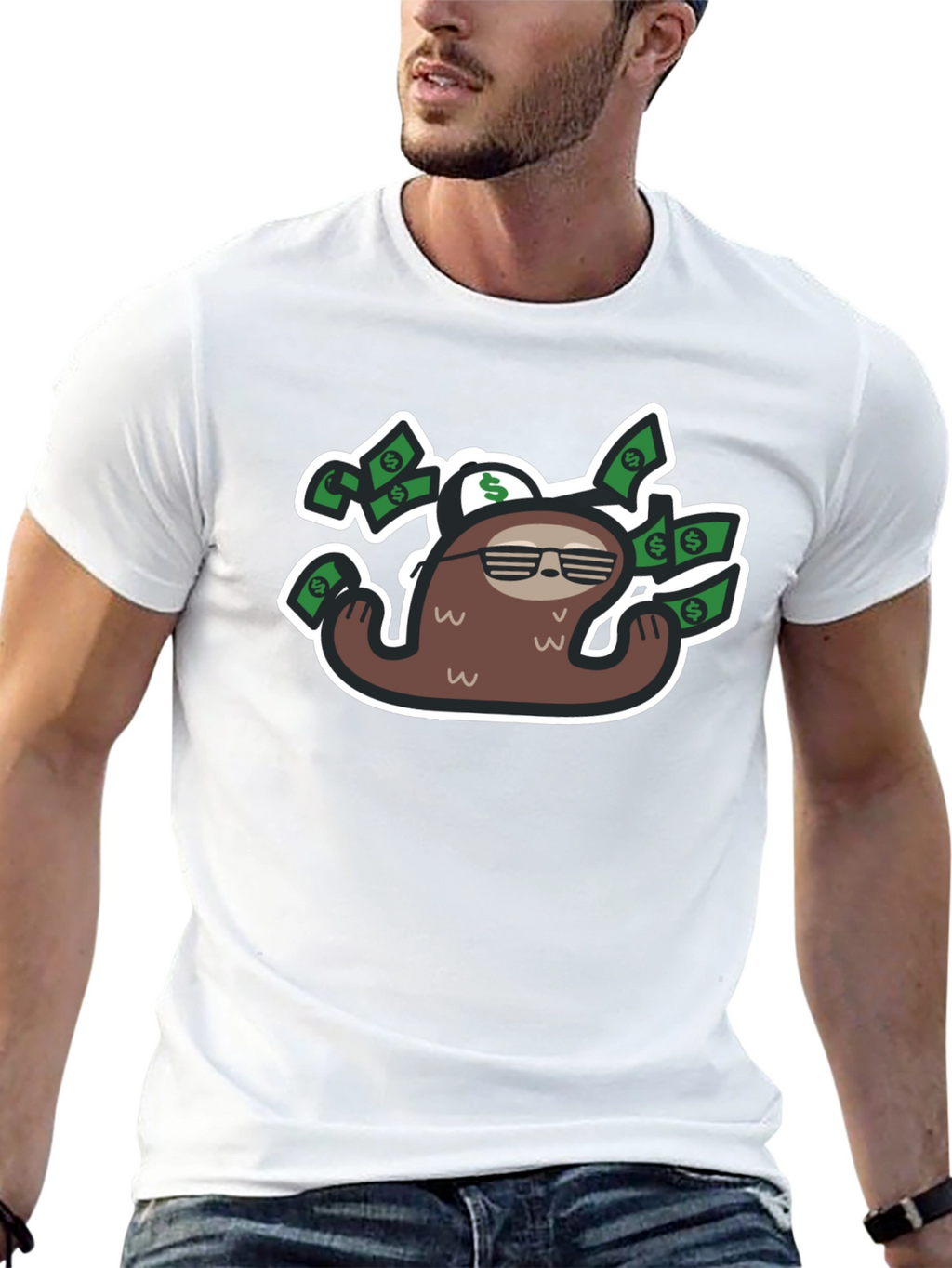 Sloth Money T-Shirt - Black Graphic Tee
