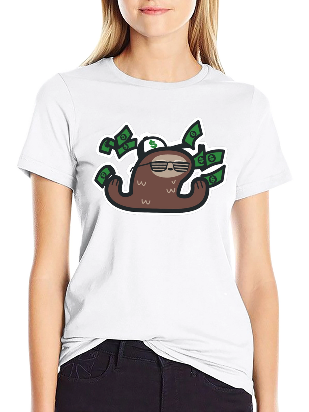 Sloth Money T-Shirt - Black Graphic Tee