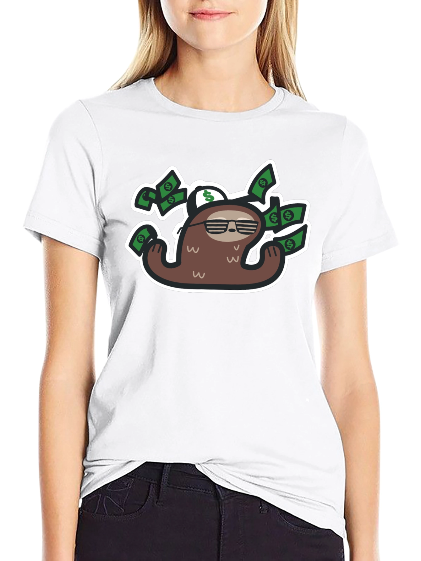 Sloth Money T-Shirt - Black Graphic Tee
