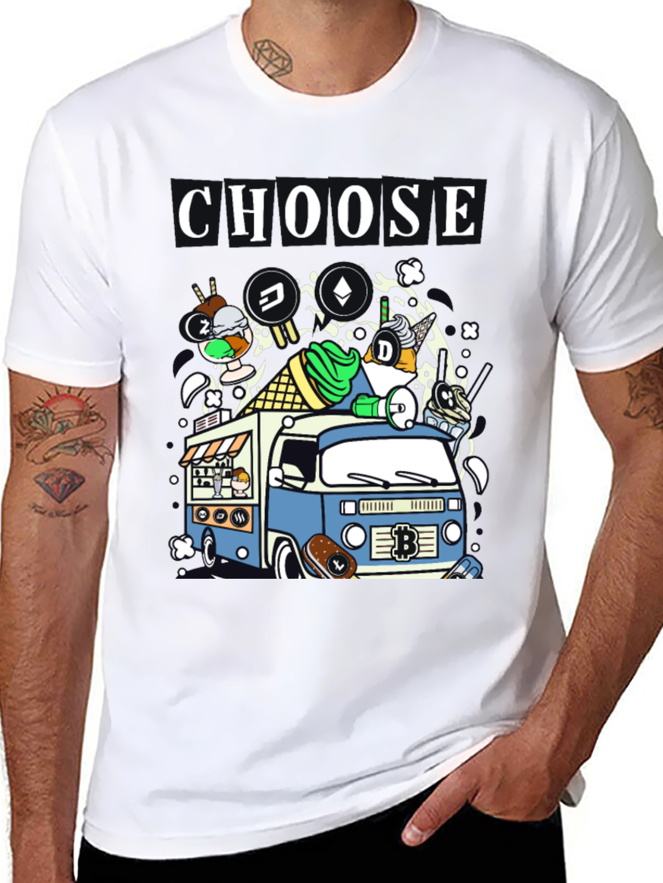 Choose Crypto Ice Cream Truck T-Shirt